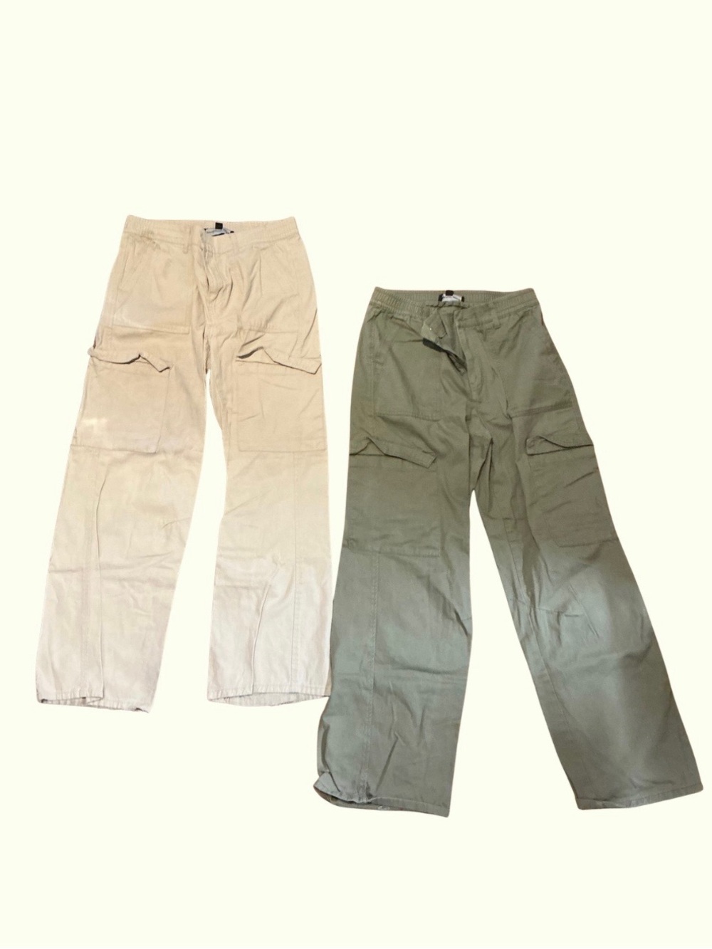 Women Cargo Pants - Green and Beige